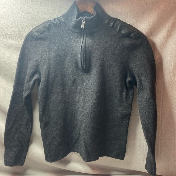 Michael Kors 1/4 zip wool blend sweater black and gray size medium - Picture 1 of 5